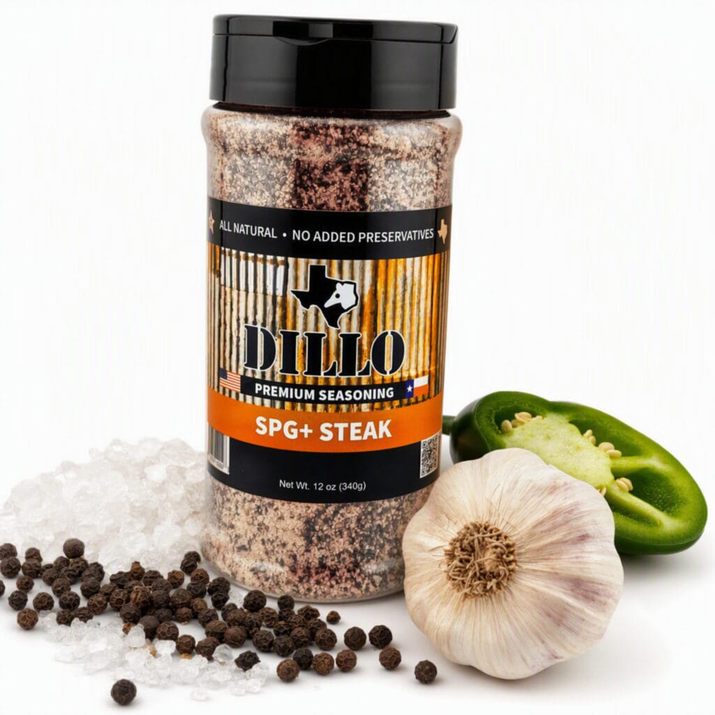 Dillo Dust - SPG Steak Seasoning. Salt, Pepper, Garlic, Jalapeno