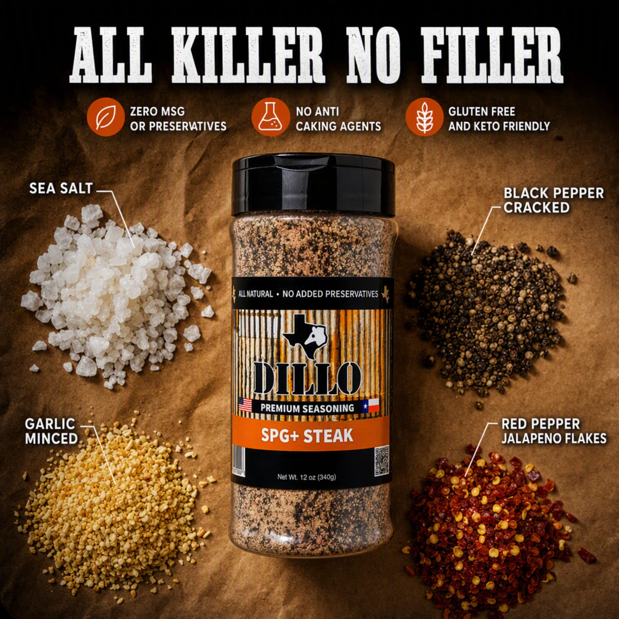 Dillo Dust SPG Steak Seasoning - All Killer. No Filler.