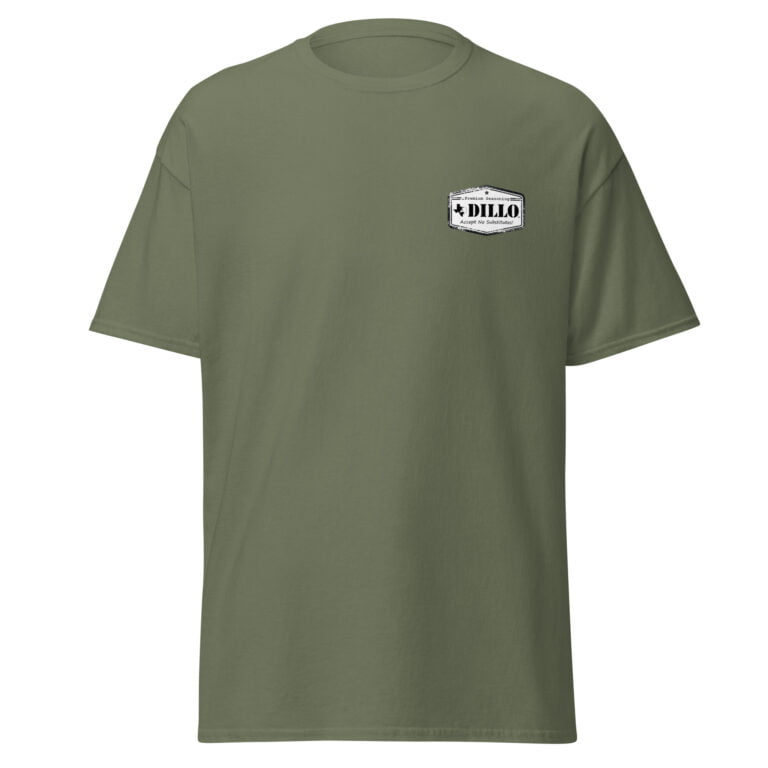 Dillo "Accept No Substitutes!" Gildan Classic T-Shirt - Image 4
