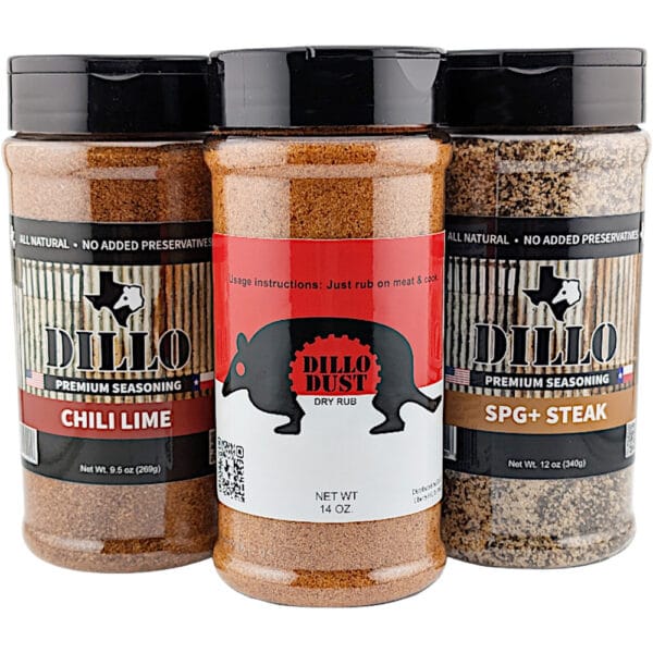 Dillo Dust Trilogy: Texas BBQ, SPG+ Steak and Chili Lime Seasoning Gift Set