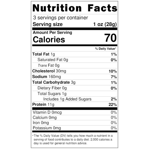 DILLO's Garlic Pepper Texas Tender Beef Brisket Jerky Nutrition Facts