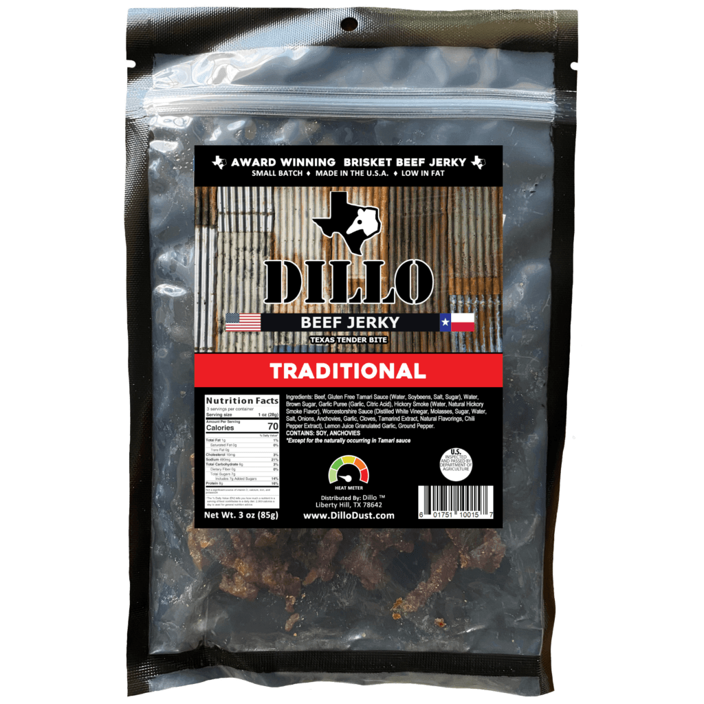 Texas Tender Bite Beef Brisket Jerky from the makers of Larue Tactical Dillo Dust BBQ Dry Rub Seasoning