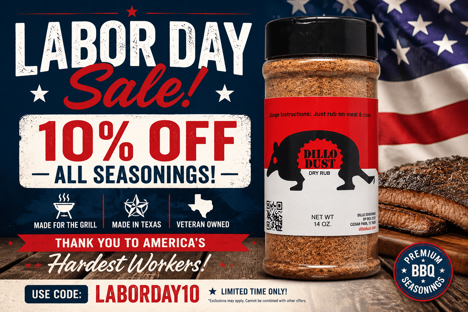 Labor Day Sale: Save 10% on Dillo® Dust Seasonings